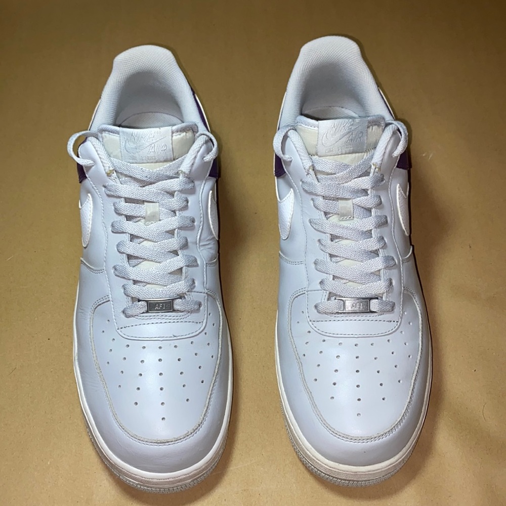 Purple and Grey Nike Air Force ones